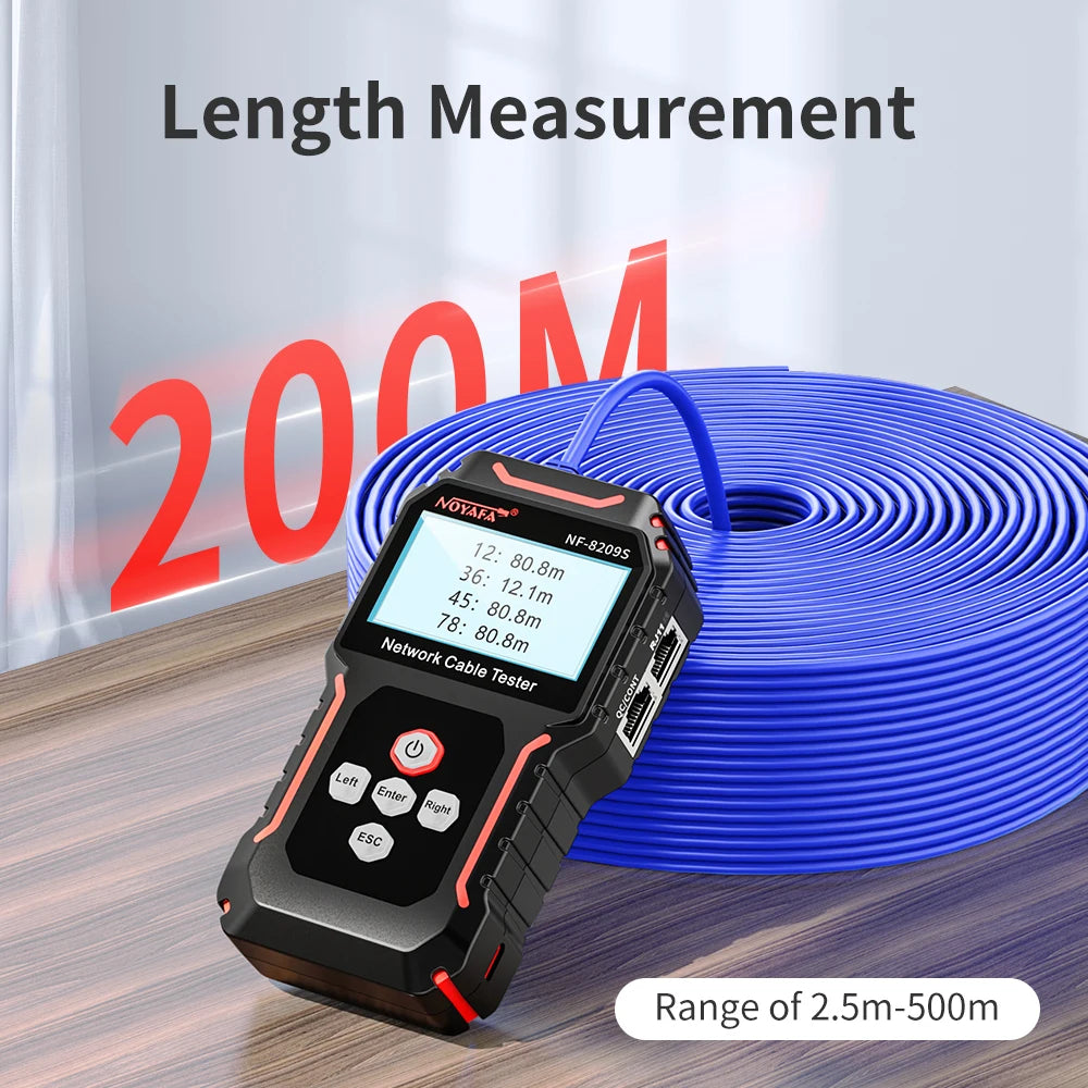 New NF-8209S LCD Network Cable Tester Wire Tracker Poecurrent Length Cabl RJ45 Cable Tracker Multifunctional Tester Tool