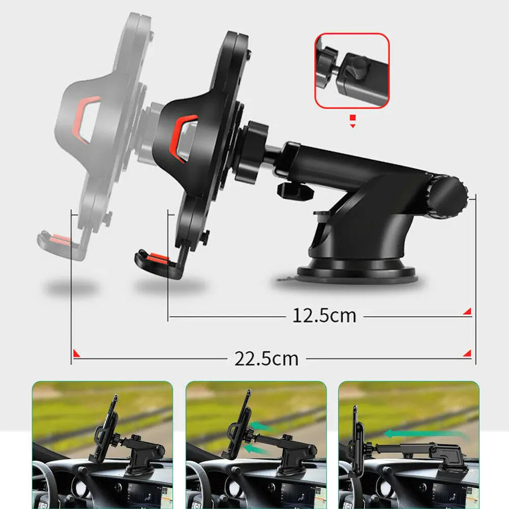 Car 360°Rotate Mobilephone Holder Mount Sucker Retractable Arm Phone Bracket Stand Fit for Iphone 13 12 Pro Max Xiaomi