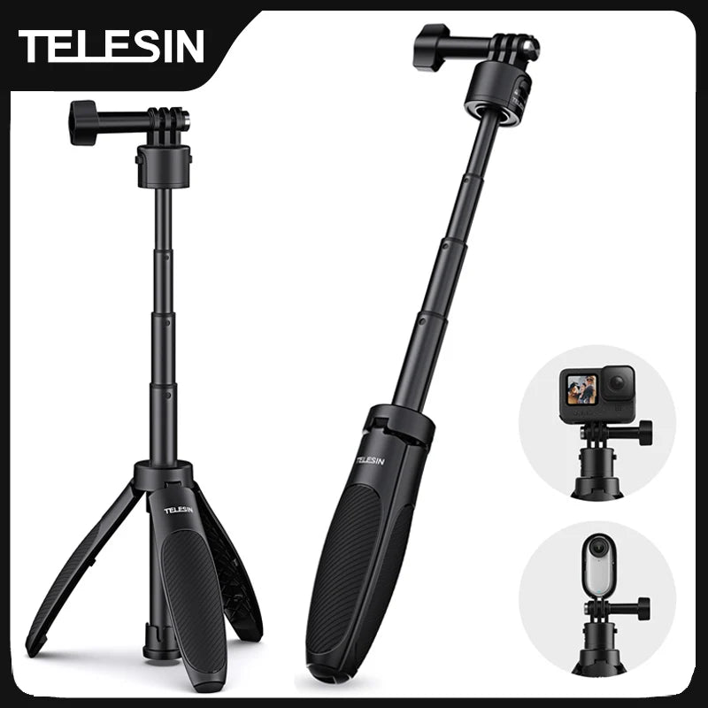 Mini Quick Release Selfie Stick Tripod Portable Adjustable Length for Gopro Insta360 DJI Osmo Action Action Camera