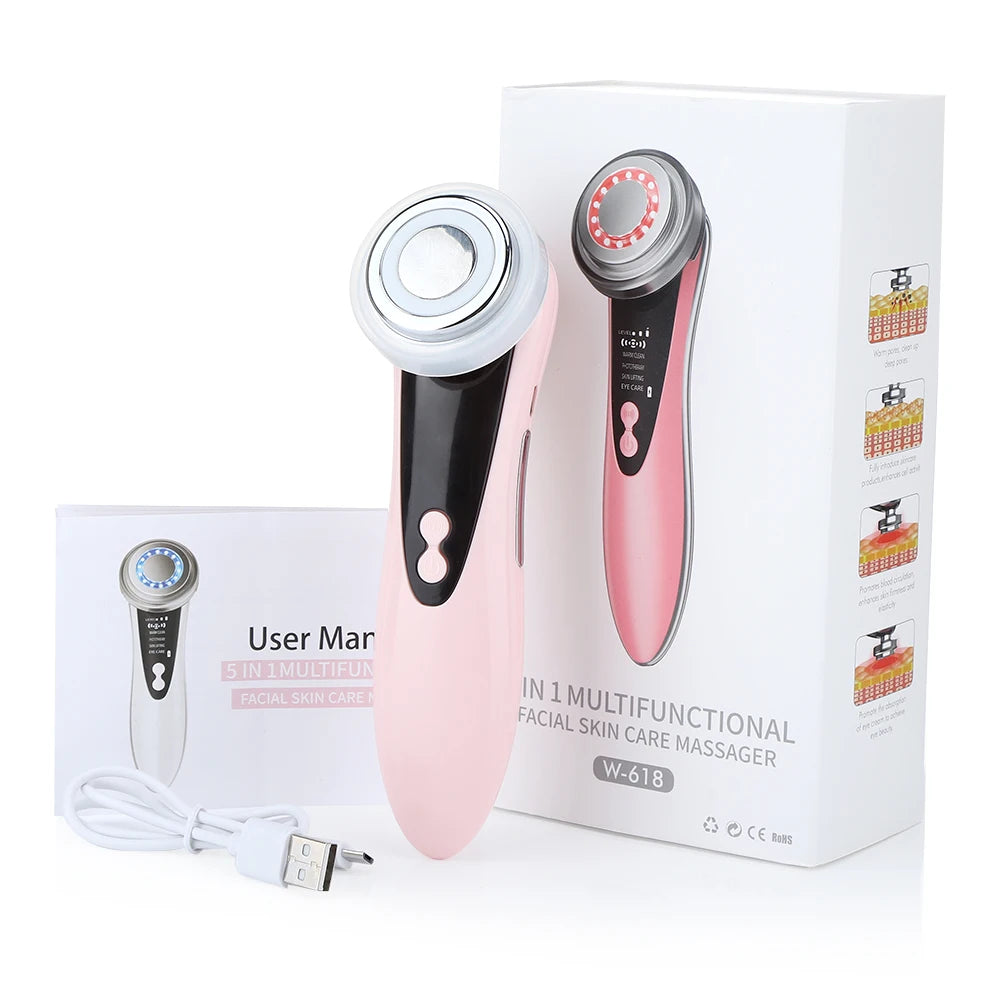 7 in 1 EMS Microcurrent Beauty Device Face Lifting Machine Skin Rejuvenation anti Wrinkle Face Cleaning Vibration Massager
