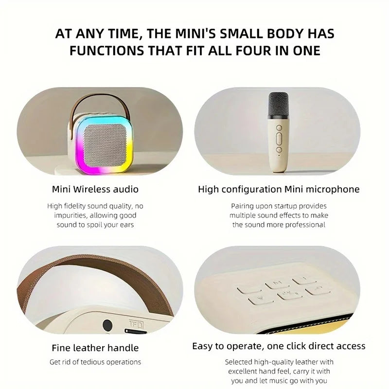Bluetooth K12 Karaoke Machine Portable 5.3 PA Speaker System with 1-2 Wireless Microphones Home Family Singing Children'S Gifts