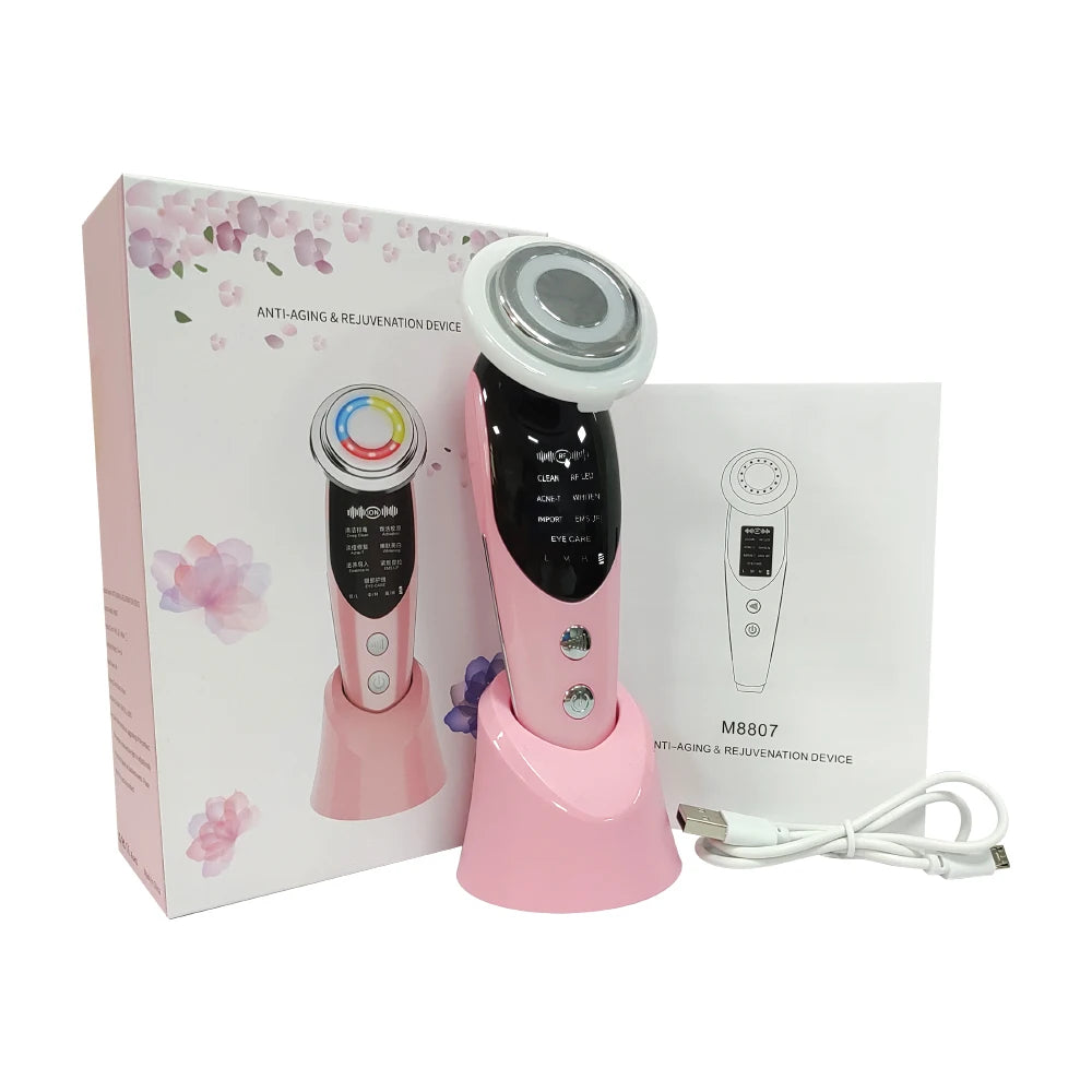 7 in 1 EMS Microcurrent Beauty Device Face Lifting Machine Skin Rejuvenation anti Wrinkle Face Cleaning Vibration Massager