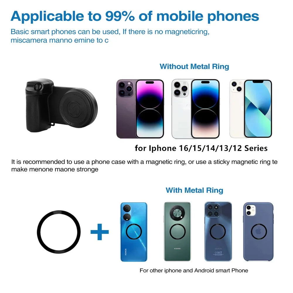 2025 Magsafe Smartphone Camera Shutter Grip Bluetooth Selfie Handle Camera Photo Stabilizer with Fill Light for Iphone Android