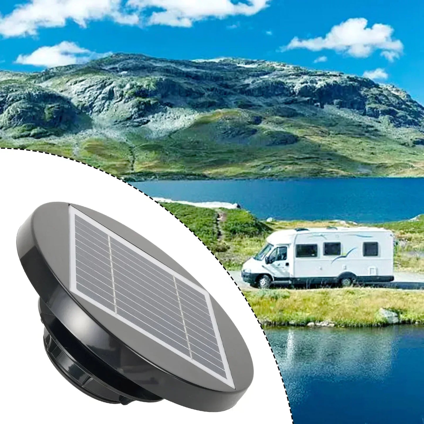 1X RV Solar Powered Ceiling Vent Solar Exhaust Fan RV Roof Fan Ventilator Vent for Marine Camper Shed Trailer Replace Parts