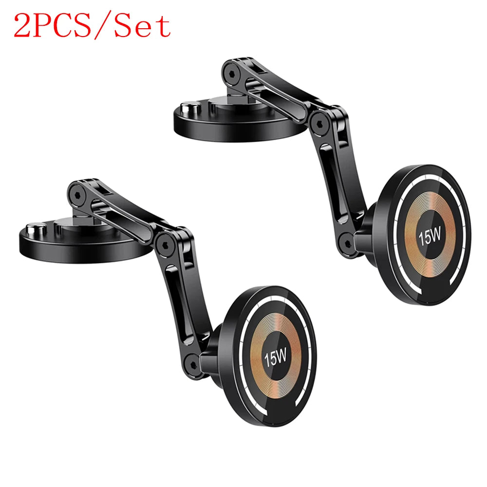 15W Magnetic Car Phone Holder Mount Wireless Charger Rotation Magnetic Car Phone Stand Fast Charging for Iphone 16 15 14 13 12