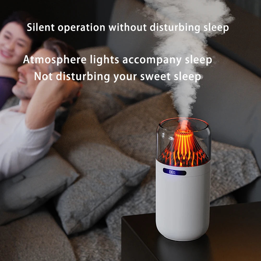 Volcano-Shaped Car Air Humidifier Colorful Night Light Aroma Essential Oil Diffuser USB Plug-In/Battery Charging for Home Office