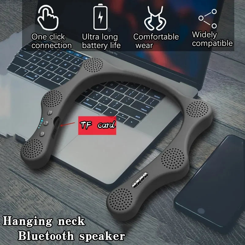 Wearable Wireless Neckband Bluetooth Speaker Speakers Home Outdoor 6 Full Range Horn Music Player Surround Sound Super Boom Box