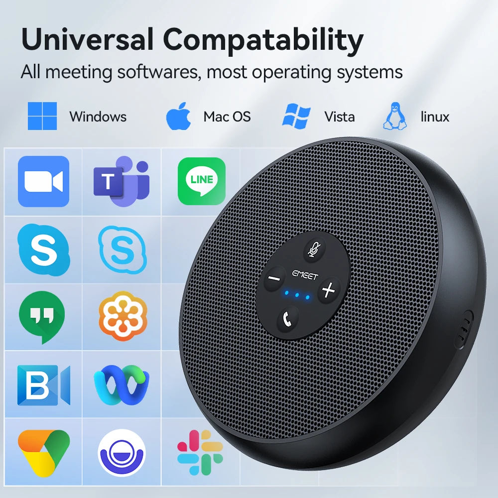 USB Wired Speakerphone Conference Speaker with 2 Mics 360° Voice Pickup Meeting Microphone Zoom Certified for Office/Home