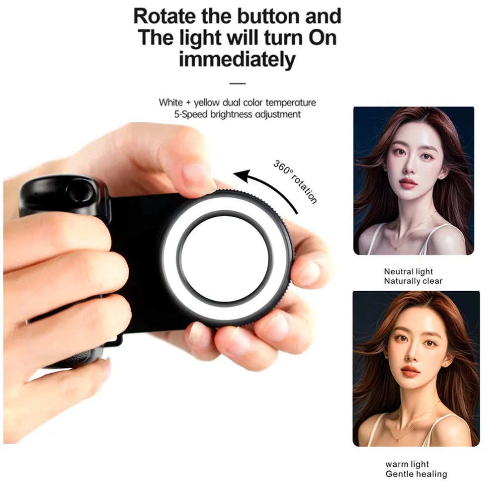 2025 Magsafe Smartphone Camera Shutter Grip Bluetooth Selfie Handle Camera Photo Stabilizer with Fill Light for Iphone Android