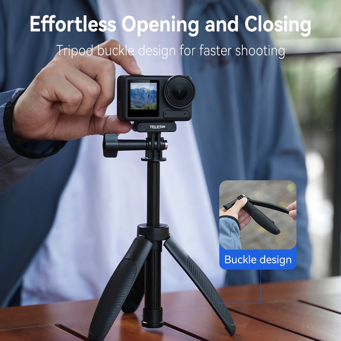 Mini Quick Release Selfie Stick Tripod Portable Adjustable Length for Gopro Insta360 DJI Osmo Action Action Camera