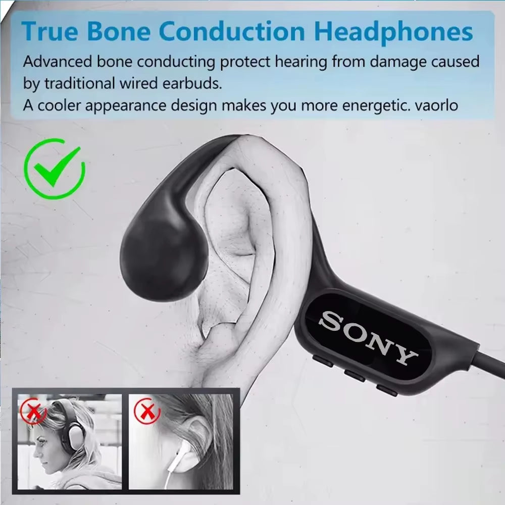 Bone Conduction Earphones Wireless Bluetooth 5.3 Sports Headphones Ear Hook for Running and Driving