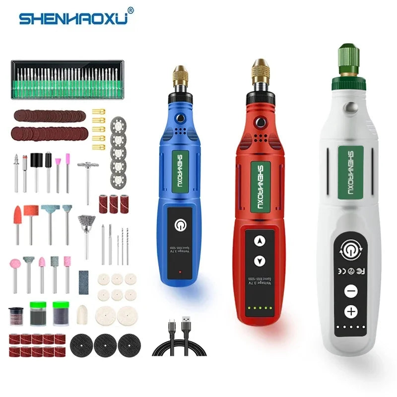 Electric Grinder USB Charging Speed Adjustment Forward and Reverse Carving Grinding Word Polishing Machine Cutting Mini Drill