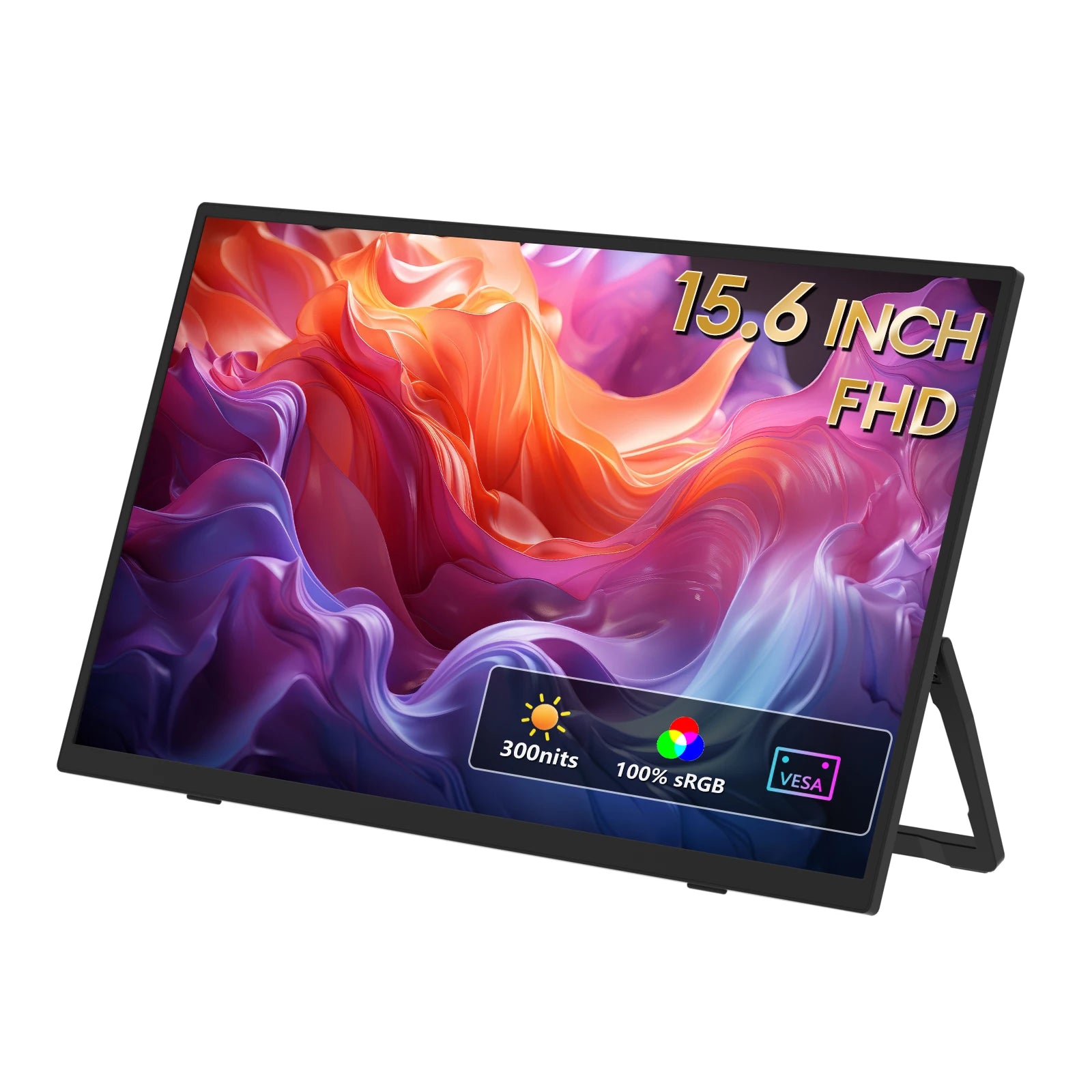 15.6" FHD 100%Srgb 300Nits Ultra Thin Back Stand Design Portable Monitor for Phone Gaming Laptop