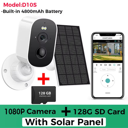 1080P Wifi Camera Solar Outdoor Wireless Battery Powered Bullet Security Camera PIR Motion Alarm Cloud Storage Two Way Audio