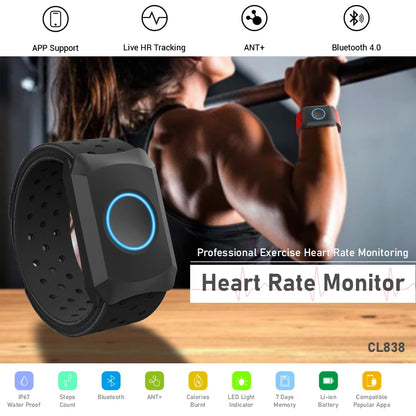 Heart Rate Monitor Armband ANT+ Bluetooth HR Sensor IP67 Waterproof for Strava DDP Yoga Zwift Wahoo Garmin Watch