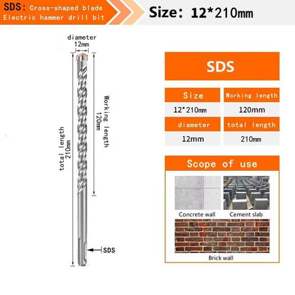 Concrete SDS plus Bit Cross Cutter Head Double Auger Hammer 110 160 210 350 500Mm Wall Brick Block Electric Hammer Masonry Bit
