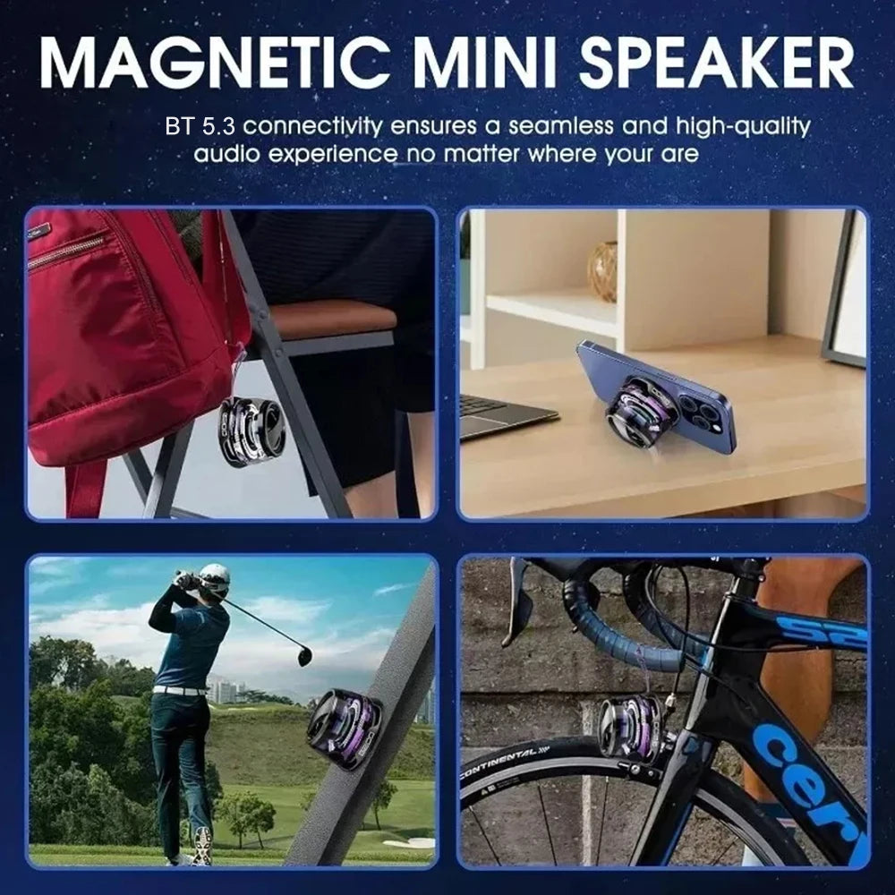 Portable Wireless Bluetooth Speaker Mini Magnetic RGB Stereo Speaker Outdoor and Travel Essentials for PC Macbook/Iphone Etc.