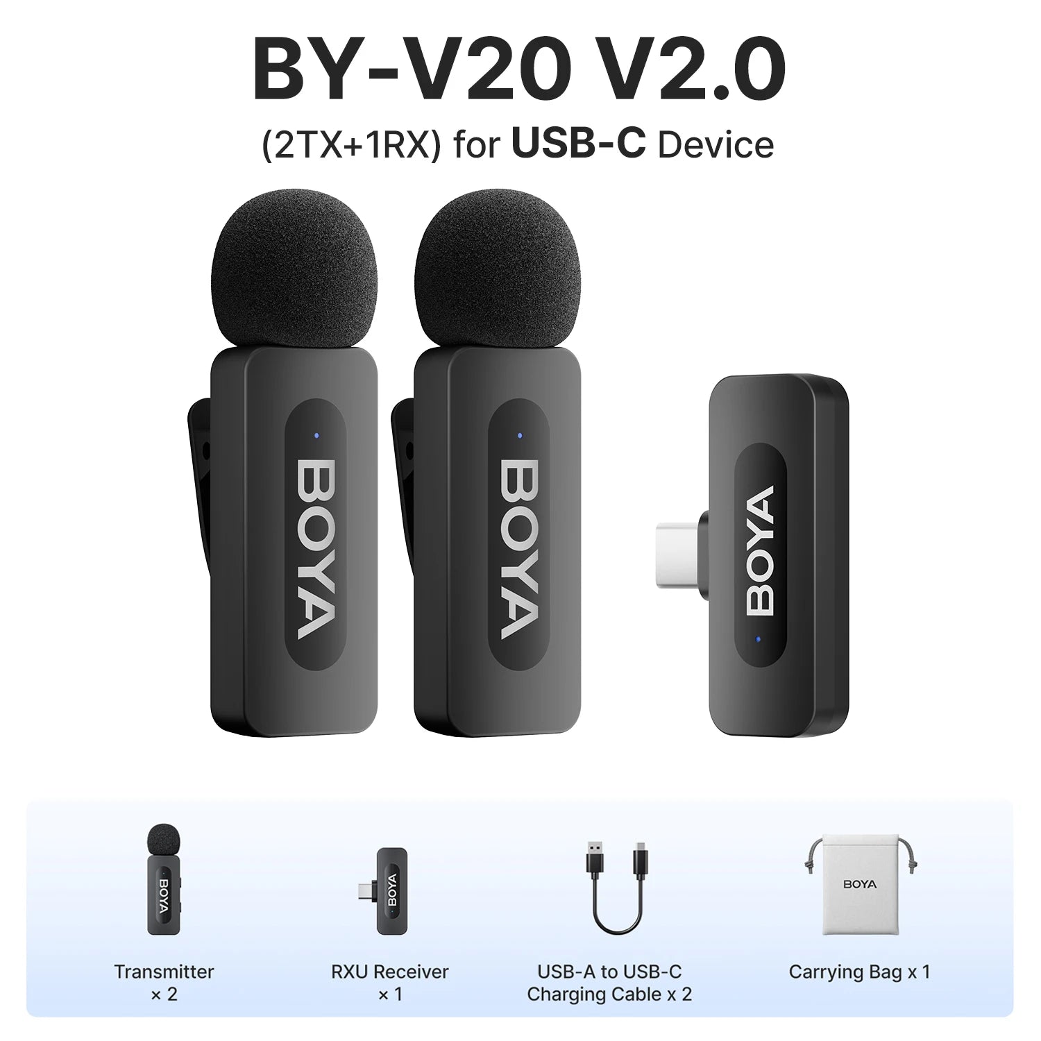 BY-V3 Wireless Lavalier Lapel Mirophone Noise-Cancelling Rechargeable Mic for Iphone Android Camera Live Streaming Vlogging