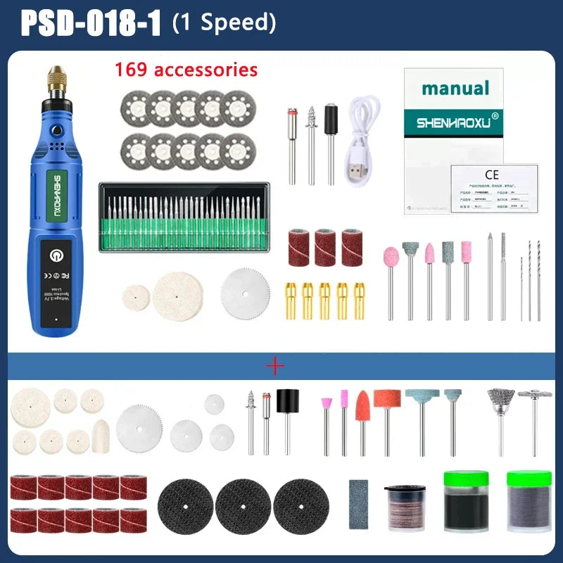 Electric Grinder USB Charging Speed Adjustment Forward and Reverse Carving Grinding Word Polishing Machine Cutting Mini Drill