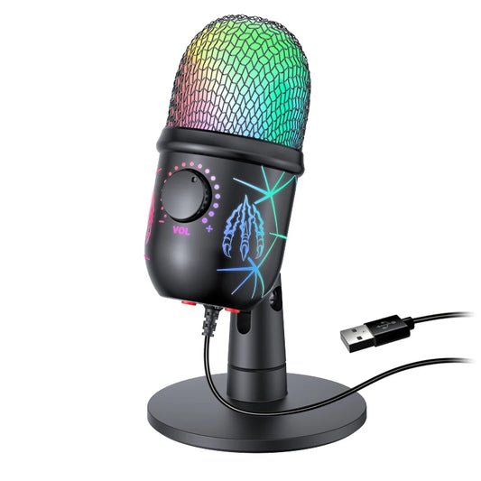 USB Microphone Play Gaming Mic for PC Mac PS4/5 Podcast Microphone with RGB Mute Monitor Noise Reduction for Recording Streaming