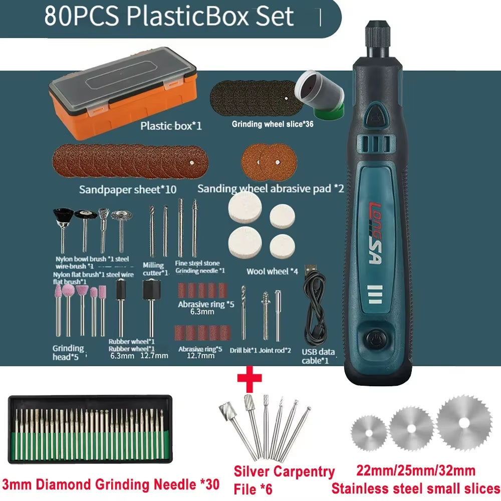 5000-10000-15000R 3.6V USB Wireless Electric Drill Engraving Pen Mini Grinder for Grinding/Polishing/Engraving/Drilling/Cutting