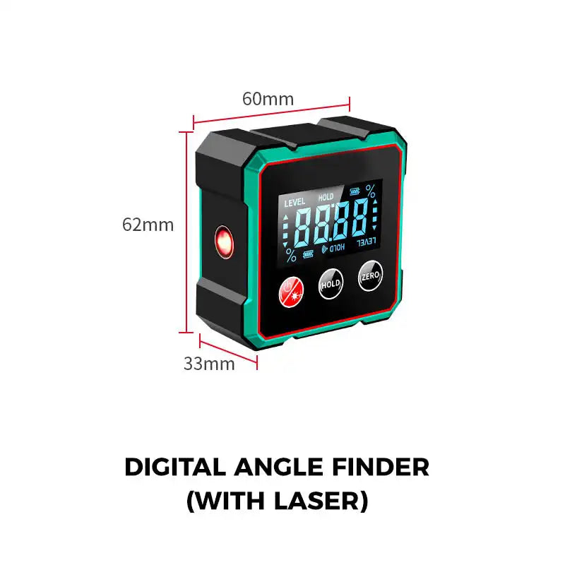 Magnetic Digital Angle Finder with Electronic Laser USB Rechargeable Protractor Level Angle Ruler Angle Measurement Inclinometer