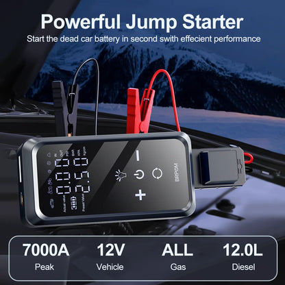 7000A Car Jump Starter 26800Mah Power Bank 150PSI Pump Air Compressor Emergency Battery Booster Power Bank Start