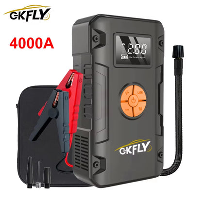 4 in 1 4000A Jump Starter Power Bank 150PSI Air Compressor Tire Pump Portable Charger Car Booster Starting Device