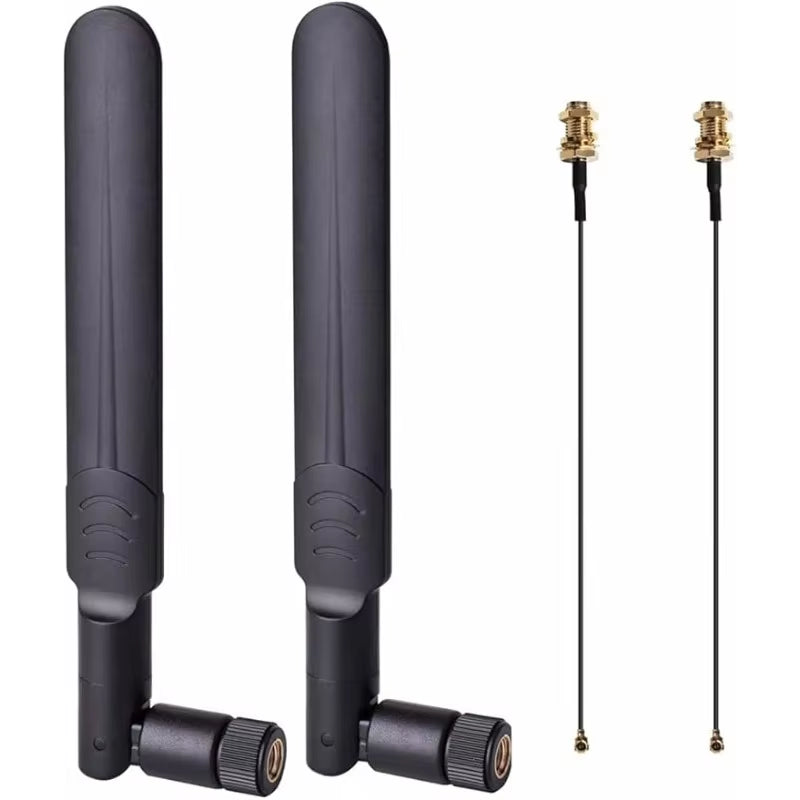 2 X 8Dbi Wifi Antenna 2.4Ghz 5.8Ghz Dual Band RP-SMA Male +2 X 15CM I-P-E-X-1 to RP-SMA Female Pigtail Cable for Wireless Router