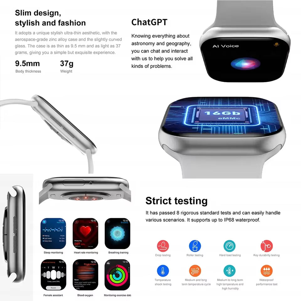 2025 Series 10 Watch 10 GPS Smart Watch Memory Music Video Bluetooth Call Heart Rate Waterproof NFC Smartwatch for Android IOS