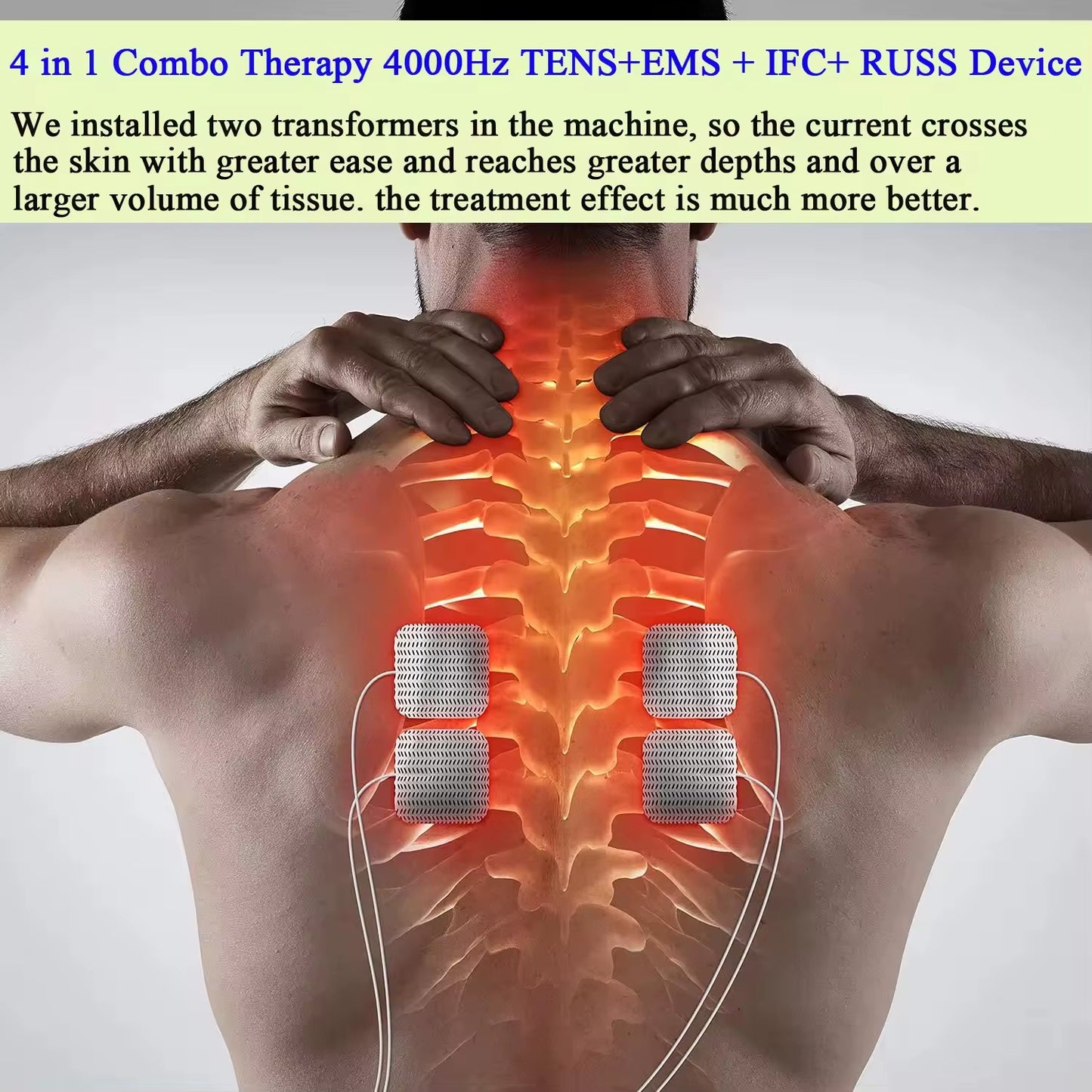 4 in 1 Electric Muscle Stimulator Interferential High-Frequency Physiotherapy Device EMS IFT RUSS TENS Pulse Electrostimulator