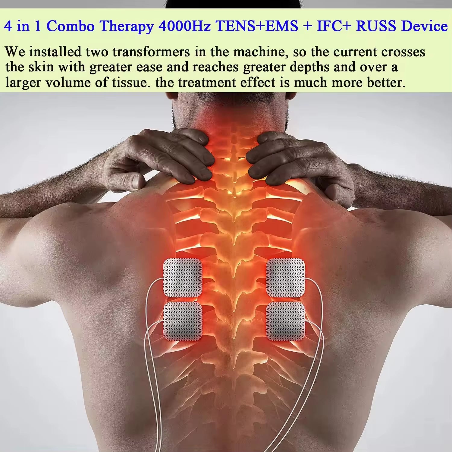 4 in 1 Electric Muscle Stimulator Interferential High-Frequency Physiotherapy Device EMS IFT RUSS TENS Pulse Electrostimulator