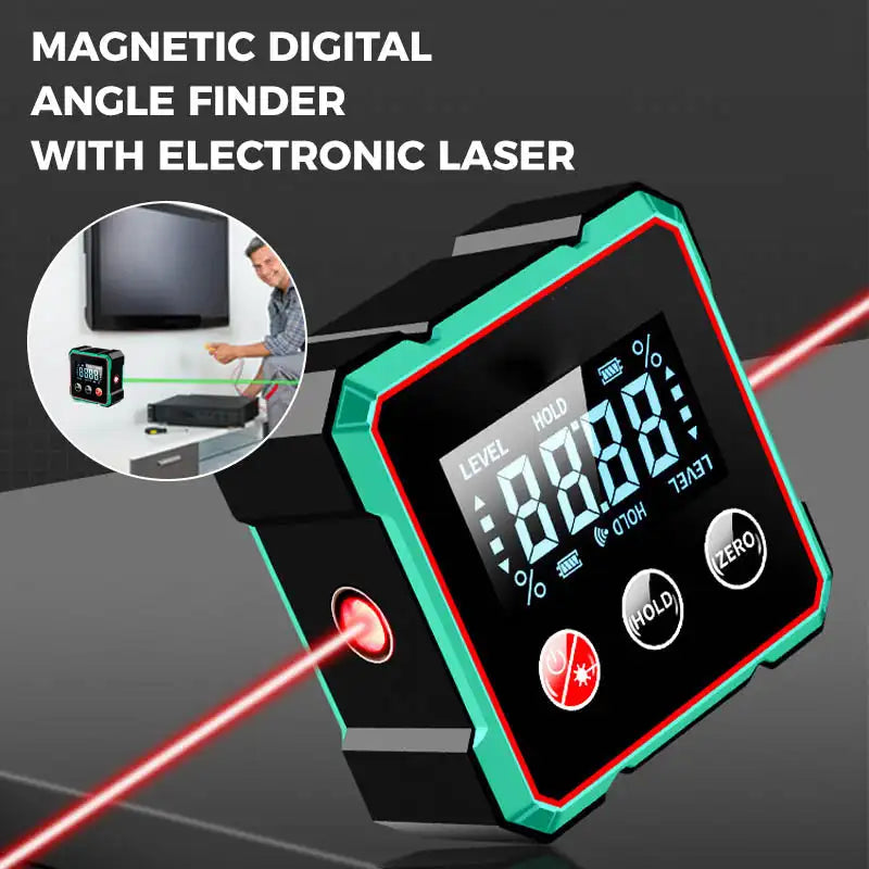 Magnetic Digital Angle Finder with Electronic Laser USB Rechargeable Protractor Level Angle Ruler Angle Measurement Inclinometer