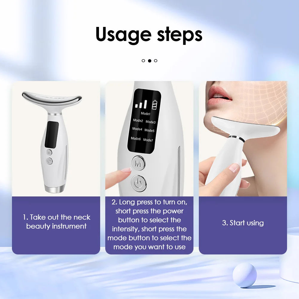 7 Colors LED Lights Face Neck Beauty Device 3 Levels Double Chin Remover Skin Rejuvenation Tightening anti Wrinkle Lifting Tool