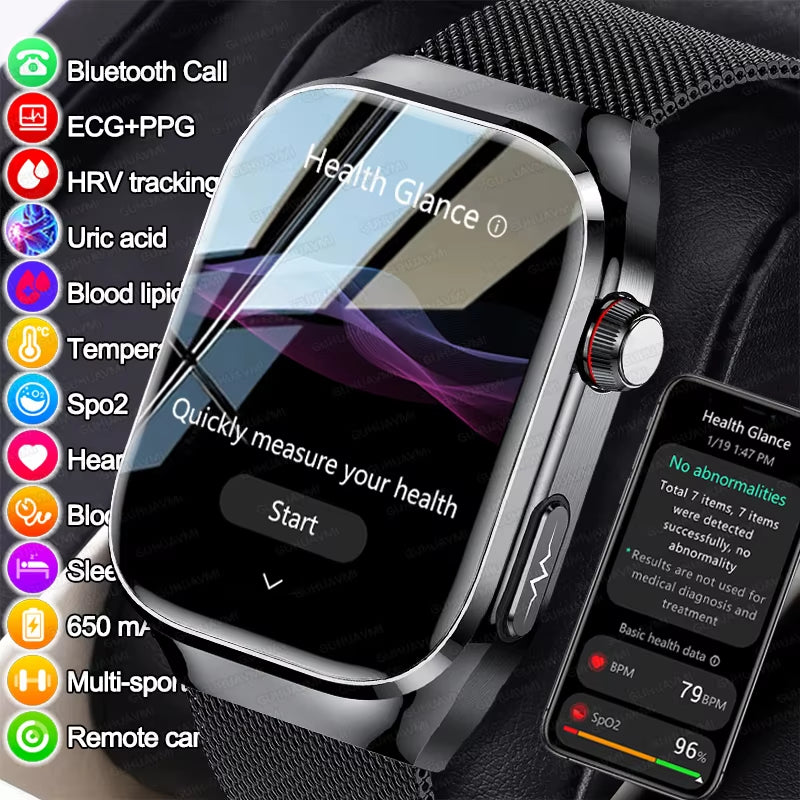 2025New Micro Physical Examination Smart Watch for Men Uric Acid Body Fat Five Organ Health Watches Bluetooth Call Smartbracelet