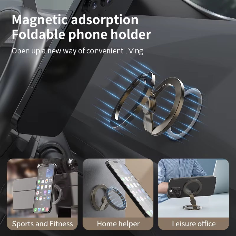 For Magsafe Phone Grip Stand 3-In-1 Magnetic Finger Ring Holder Double-Sided Magnetic Phone Stand for Iphone 17 16 15 14 13 12