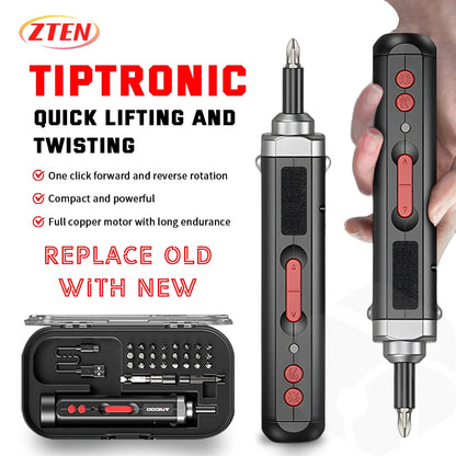 Electric Screwdriver Cordless, Rechargeable Power Screwdrivers Set, Automatic Home Repair USB Cable Tool Kit with LED Lights