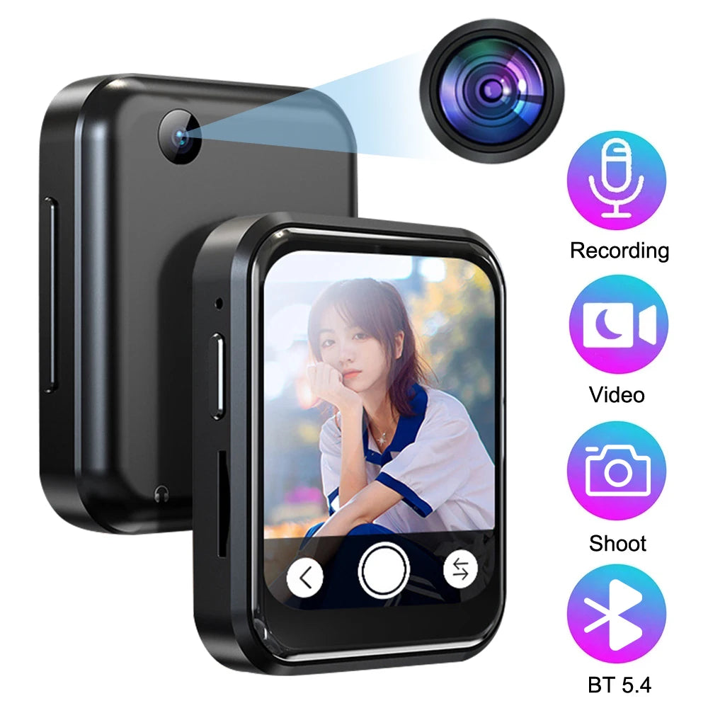 MP3 Music Player with Bluetooth 5.4 Hifi MP4 Walkman Full Touch Screen Built-In Speaker Recorder Camera Video Player Fm/E-Book