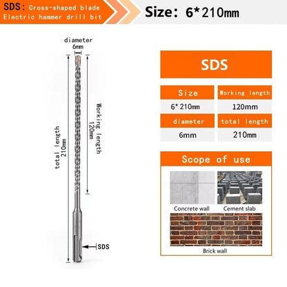 Concrete SDS plus Bit Cross Cutter Head Double Auger Hammer 110 160 210 350 500Mm Wall Brick Block Electric Hammer Masonry Bit