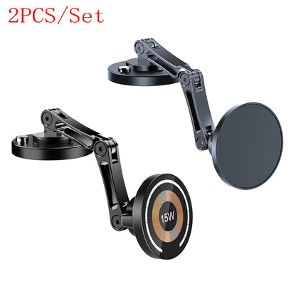 15W Magnetic Car Phone Holder Mount Wireless Charger Rotation Magnetic Car Phone Stand Fast Charging for Iphone 16 15 14 13 12