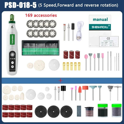 Electric Grinder USB Charging Speed Adjustment Forward and Reverse Carving Grinding Word Polishing Machine Cutting Mini Drill