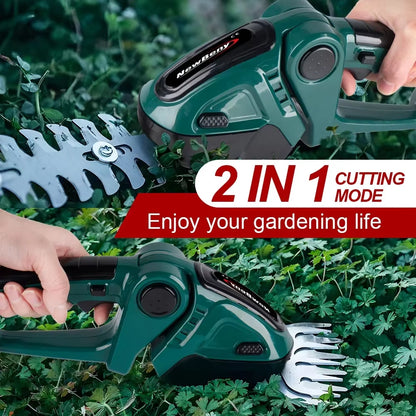 2 in 1 Electric Hedge Trimmer Cordless Portable High Power Household Lawn Mower Rechargeable Pruner Weeding Garden Tools