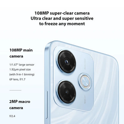 Global Version  Redmi 13X Smartphone MTK Helio G91 Ultra 108MP Super Clear Camera 6.79" FHD+ Display 33W Fast Charging