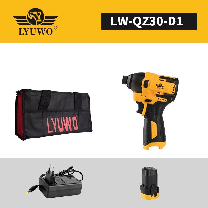 LYUWO 16.8V Electric Drill Driver 140N. M Impact Wireless Drill Bit Household Multifunctional Electric Screwdriver Tool