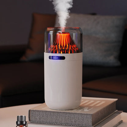 Volcano-Shaped Car Air Humidifier Colorful Night Light Aroma Essential Oil Diffuser USB Plug-In/Battery Charging for Home Office