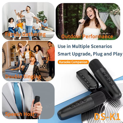 Wireless Karaoke Companion Bluetooth 5.3 Dynamic Microphone KTV DSP Mixer System 3.5MM AUX Type-C Amplifier Host for Speaker Car