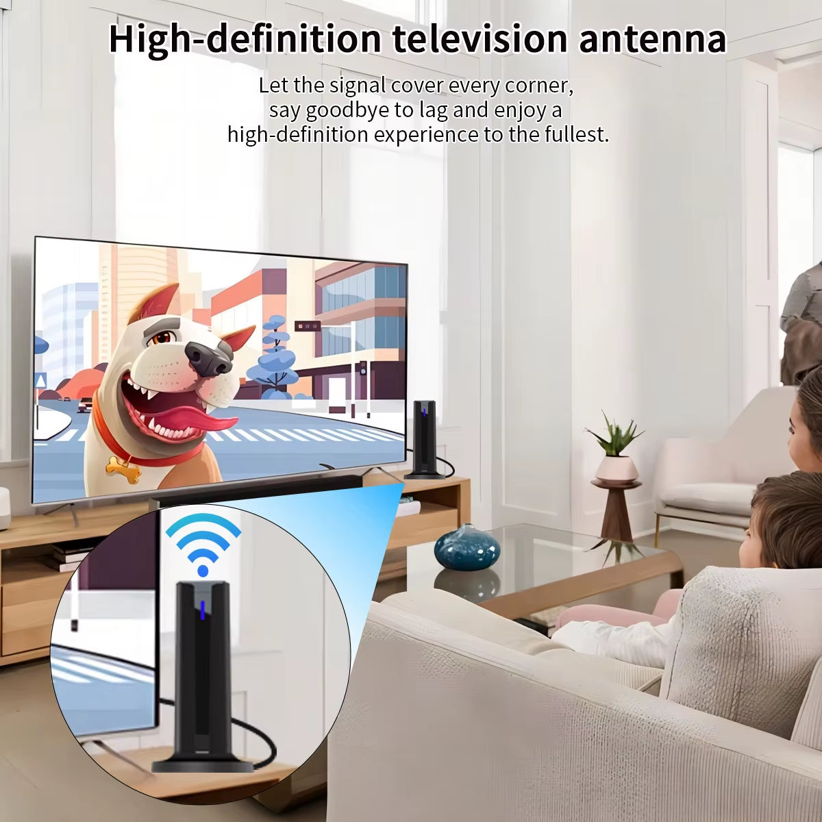 6000 Miles 25DBI Digital Antenna for Smart TV Indoor with 3M-Stick Base, 360°&Long Range Reception 4K 1080P for Local Channels