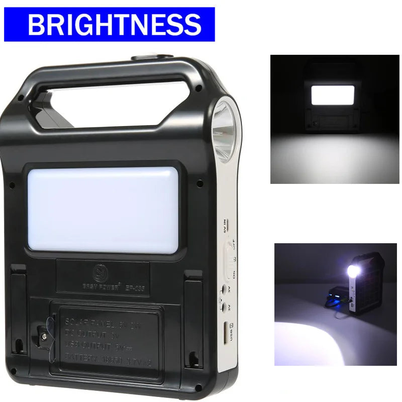 Portable 15W Rechargeable Solar Panel Power Storage Generator Kit USB Charger with Lamp Lighting Home Solar Energy System