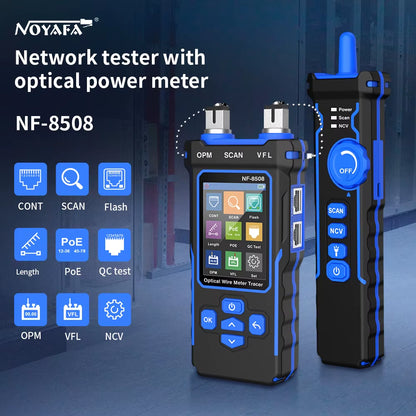 NF-8508 Cable Tracker LCD Display Network Tools Measure Length Wiremap Tester Poe Checker Optical Power Meter