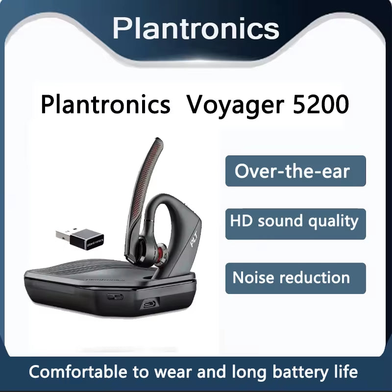VOYAGER 5200 Over-Ear Noisy Noise Cancelling Call Poly Smart Voice-Activated Business Bluetooth Headset